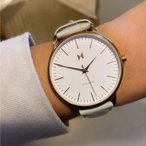 MVMT Rose Gold & Baby Blue Leather Watch
